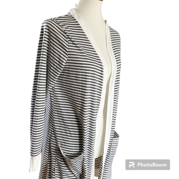 Lot: Tickled Teal Striped Cardigan & Dress Barn Cowl Neck Knit Sweater sz LG EUC - Picture 3 of 15